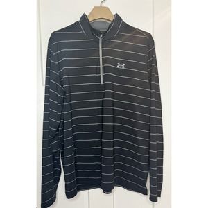 Under Armour 1/4 Zip Pullover Mens XL Long‎ Slv Black Gray